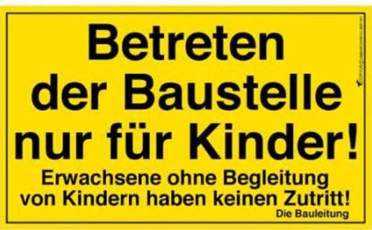 Corvus Baustellenschild für Kinder