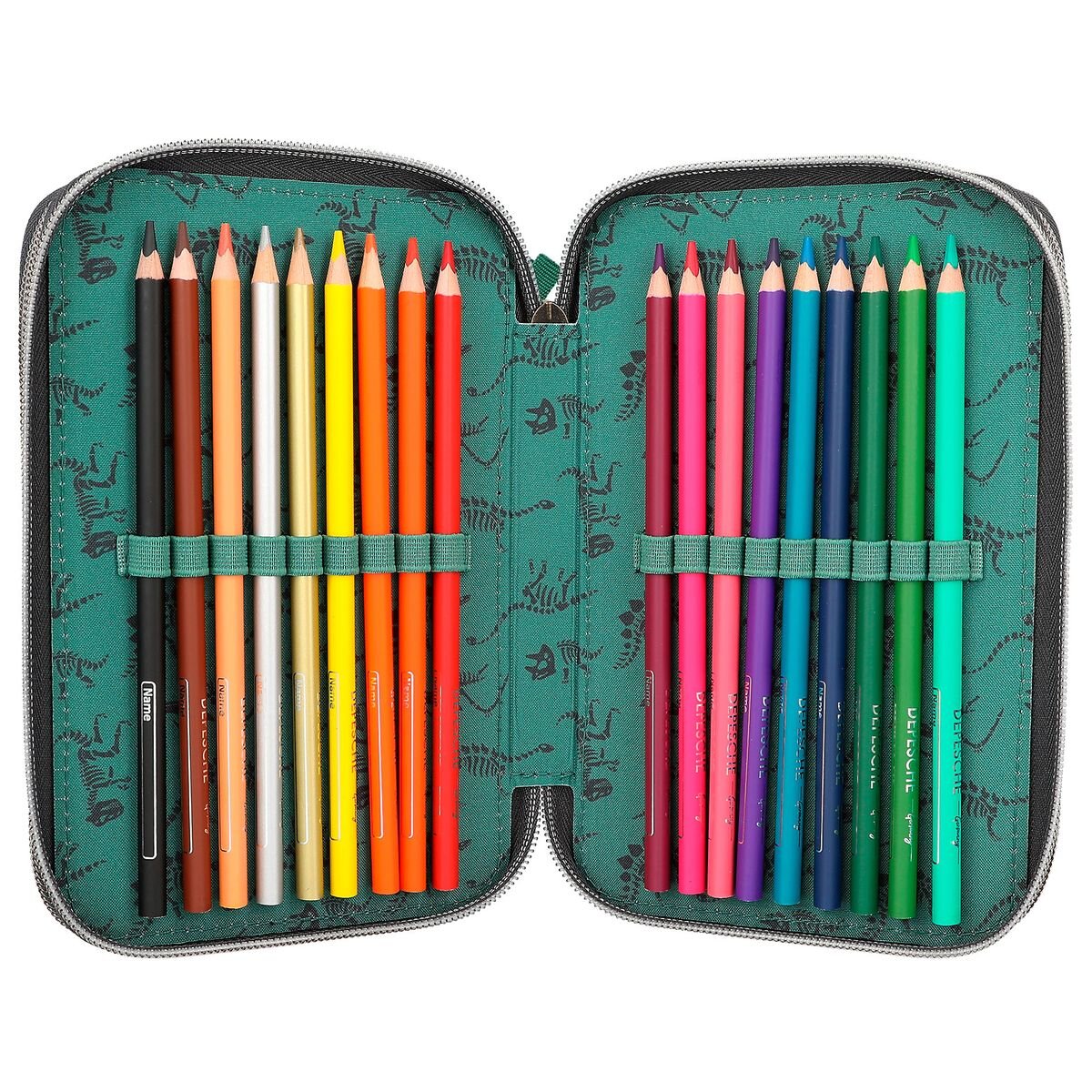 Depesche Dino World 3-Fach Federtasche LED grau