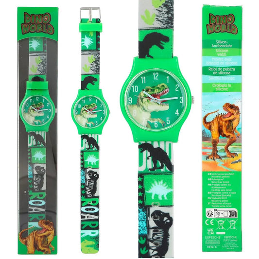 Depesche Dino World Silikon-Armbanduhr, 1 Stück, 2-fach sortiert
