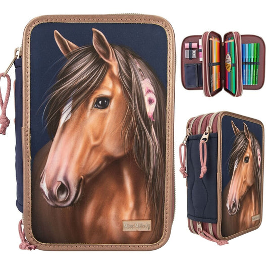 Depesche Miss Melody 3 Fach Federtasche Mit Stepp NIGHT HORSES