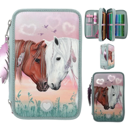Depesche Miss Melody 3 Fach Federtasche LED Herzen