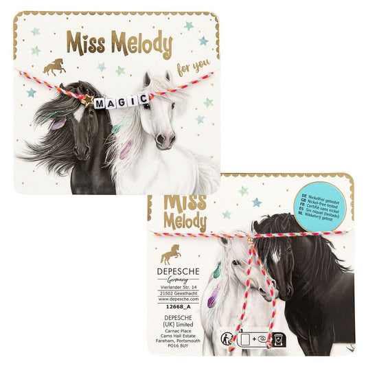 Depesche Miss Melody Armband Textil mit Statement, 1 Stück, 3-fach sortiert
