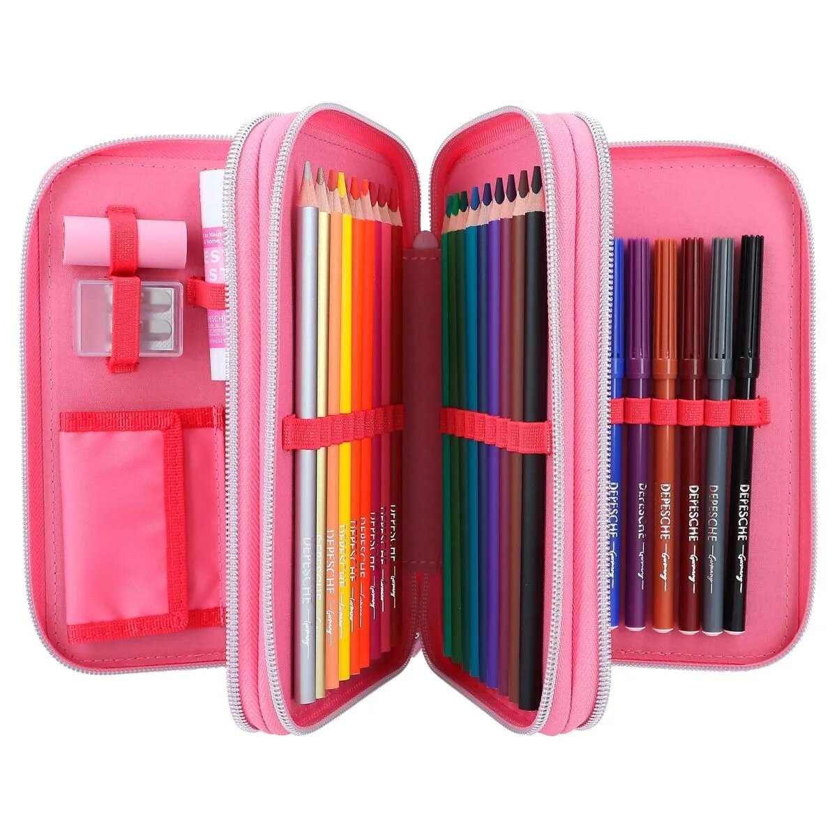 Depesche TOPModel 3-Fach Federtasche ONE LOVE mit Glitzer