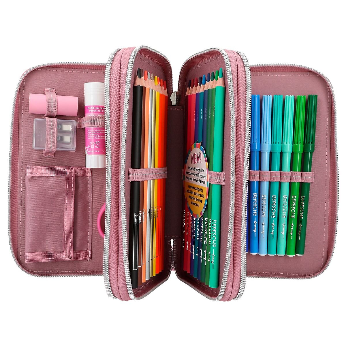 Depesche TOPModel 3-Fach Federtasche mit Glitzer GLITTER QUEEN