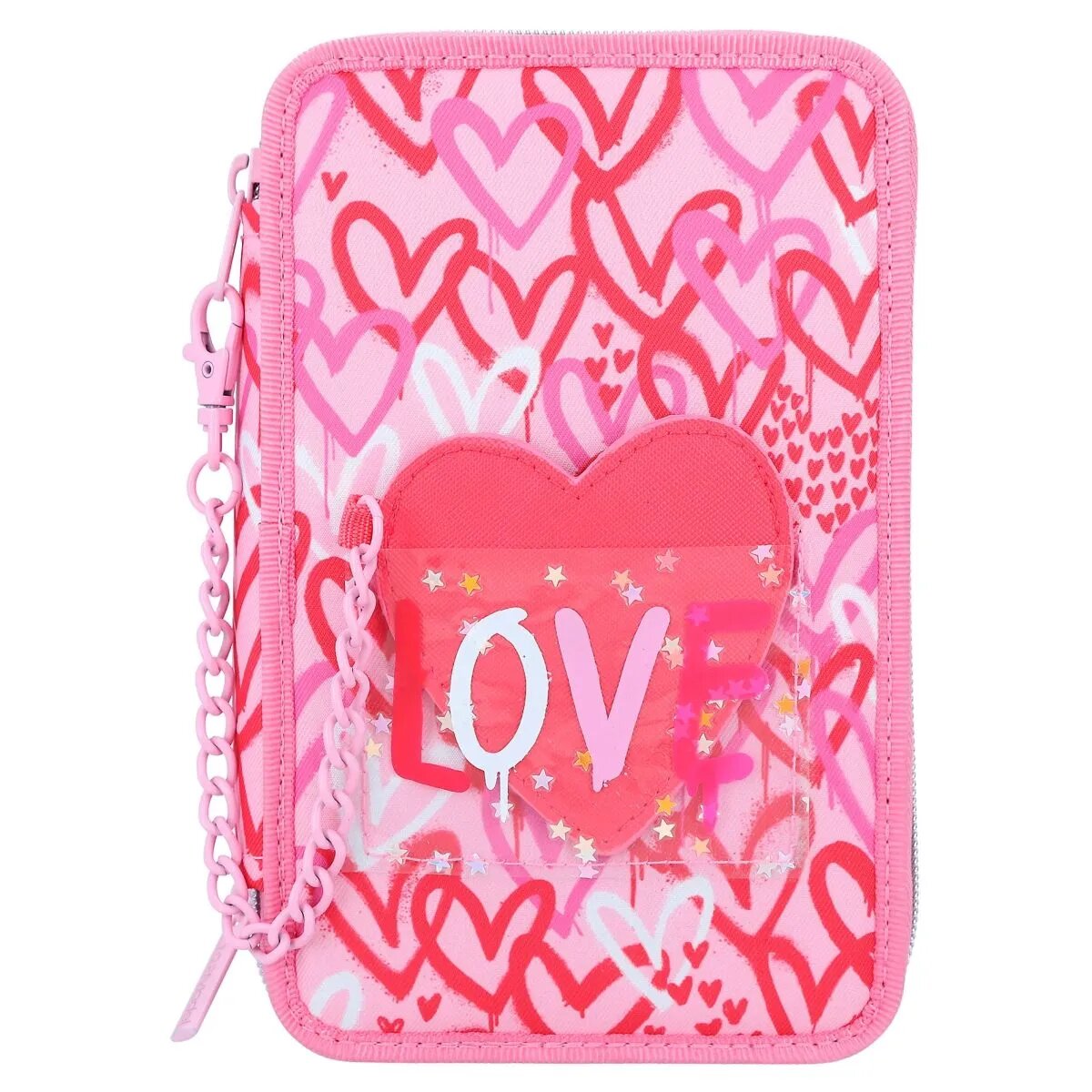 Depesche TOPModel 3-Fach Federtasche mit PU Herz ONE LOVE