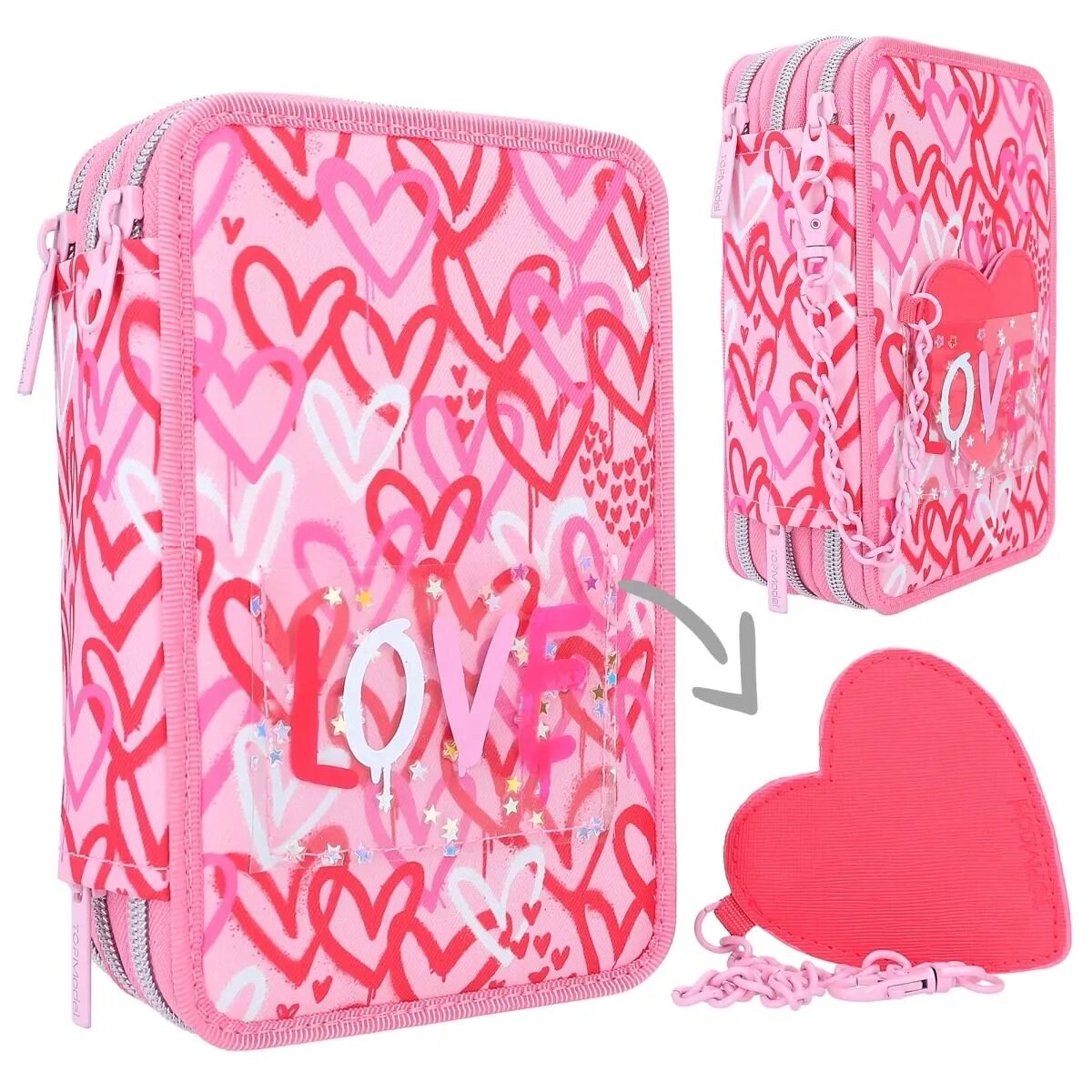 Depesche TOPModel 3-Fach Federtasche mit PU Herz ONE LOVE