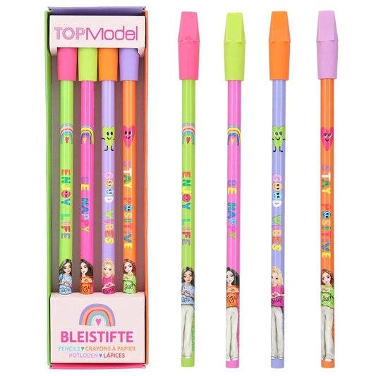 Depesche TOPModel Bleistift-Set mit Radier-Topper SELFLOVE