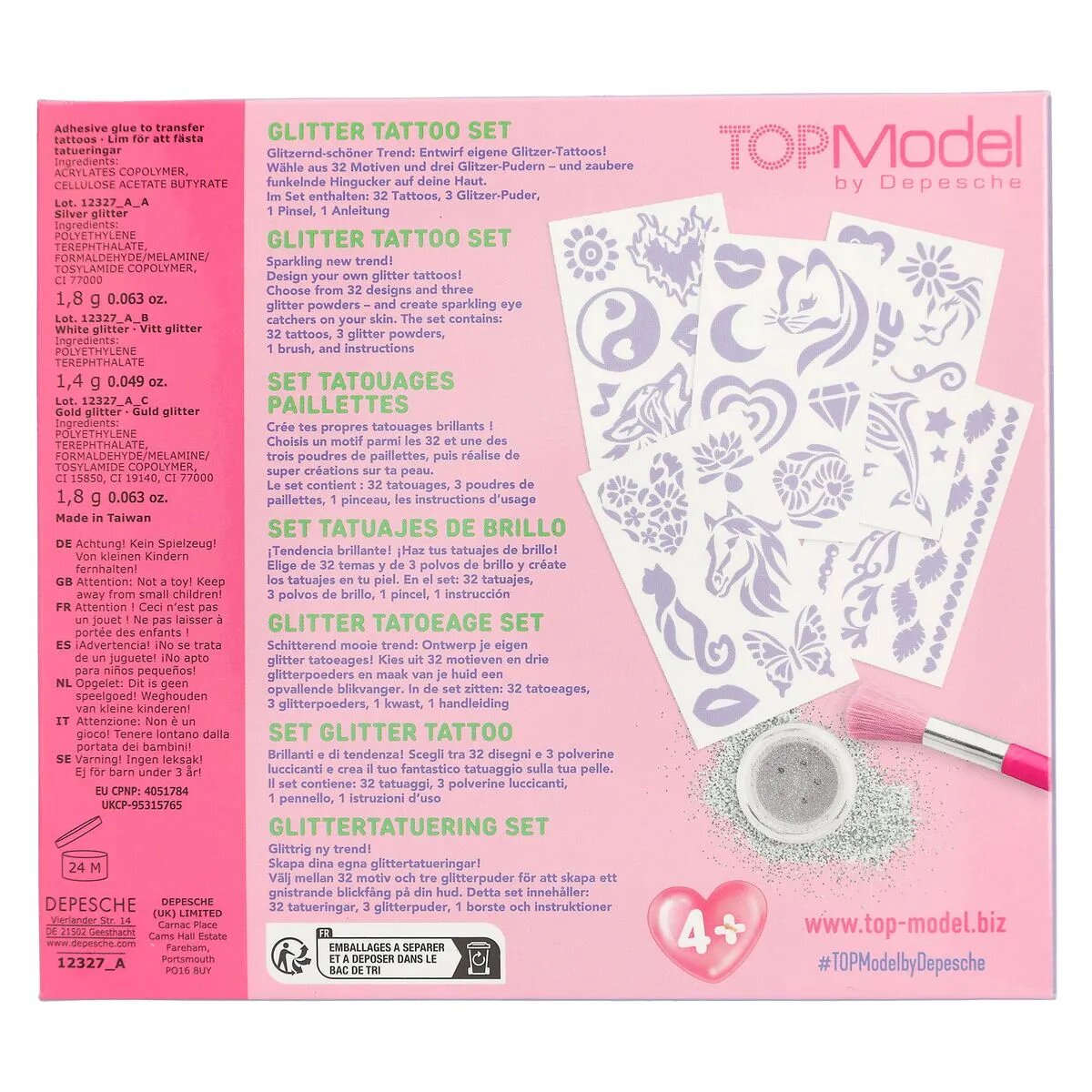 Depesche TOPModel Glitzer Tattoo Set BEAUTY and ME