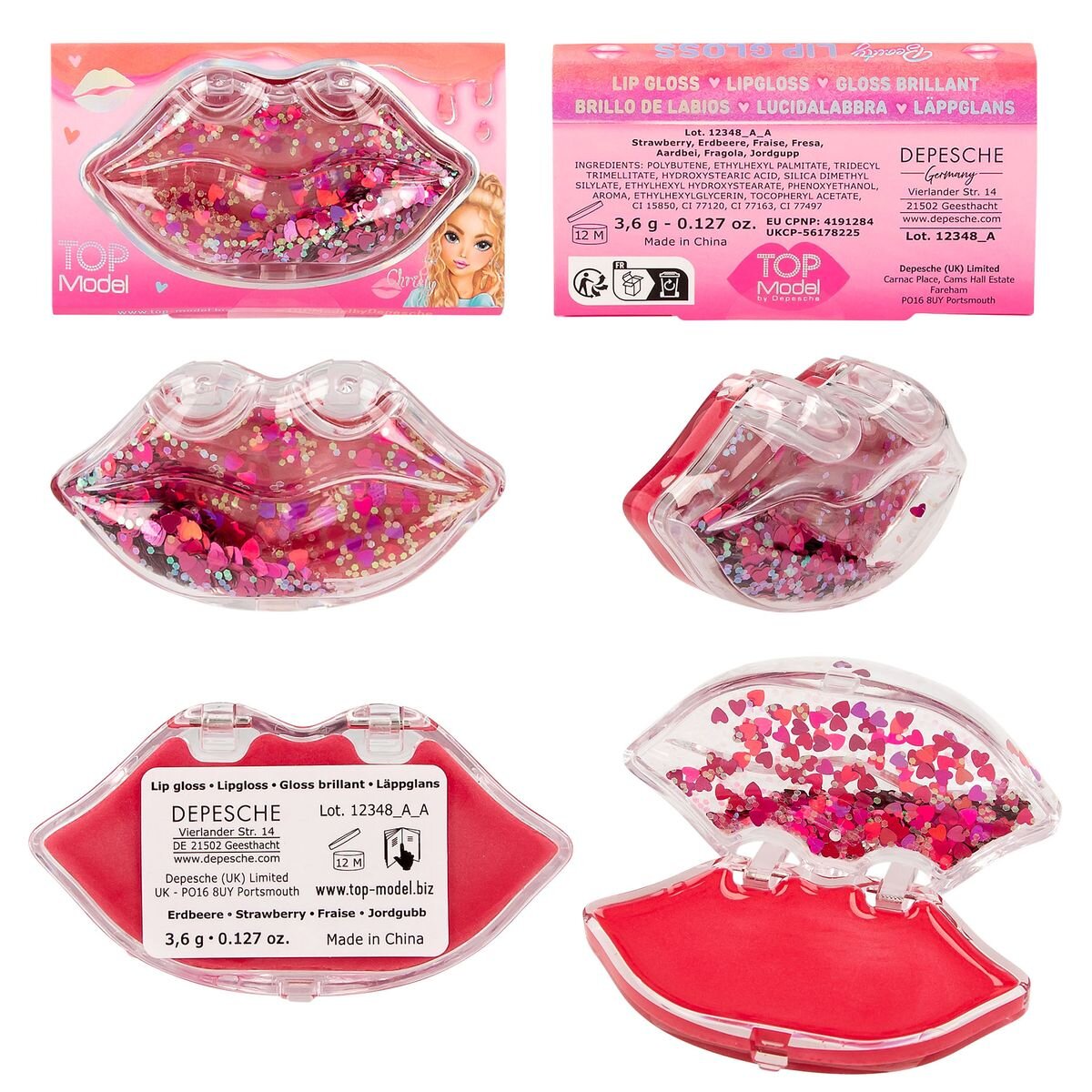 Depesche TOPModel Lipgloss Lippen BEAUTY and ME, 1 Packung, 2-fach sortiert