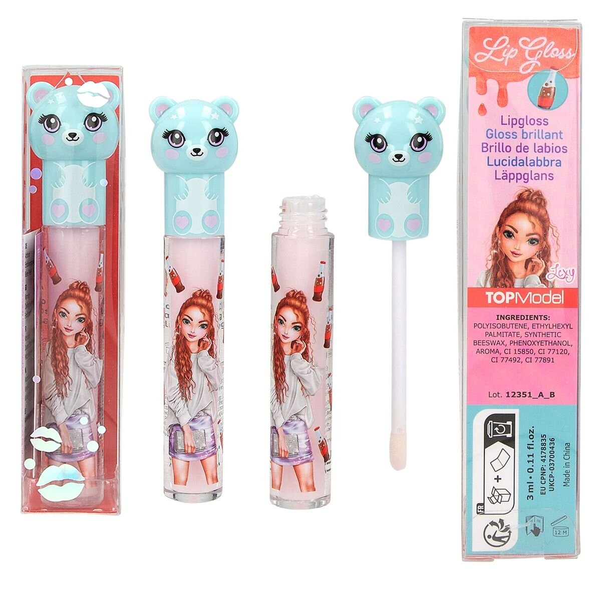 Depesche TOPModel Lipgloss Tier BEAUTY and ME, 1 Stück, 3-fach sortiert