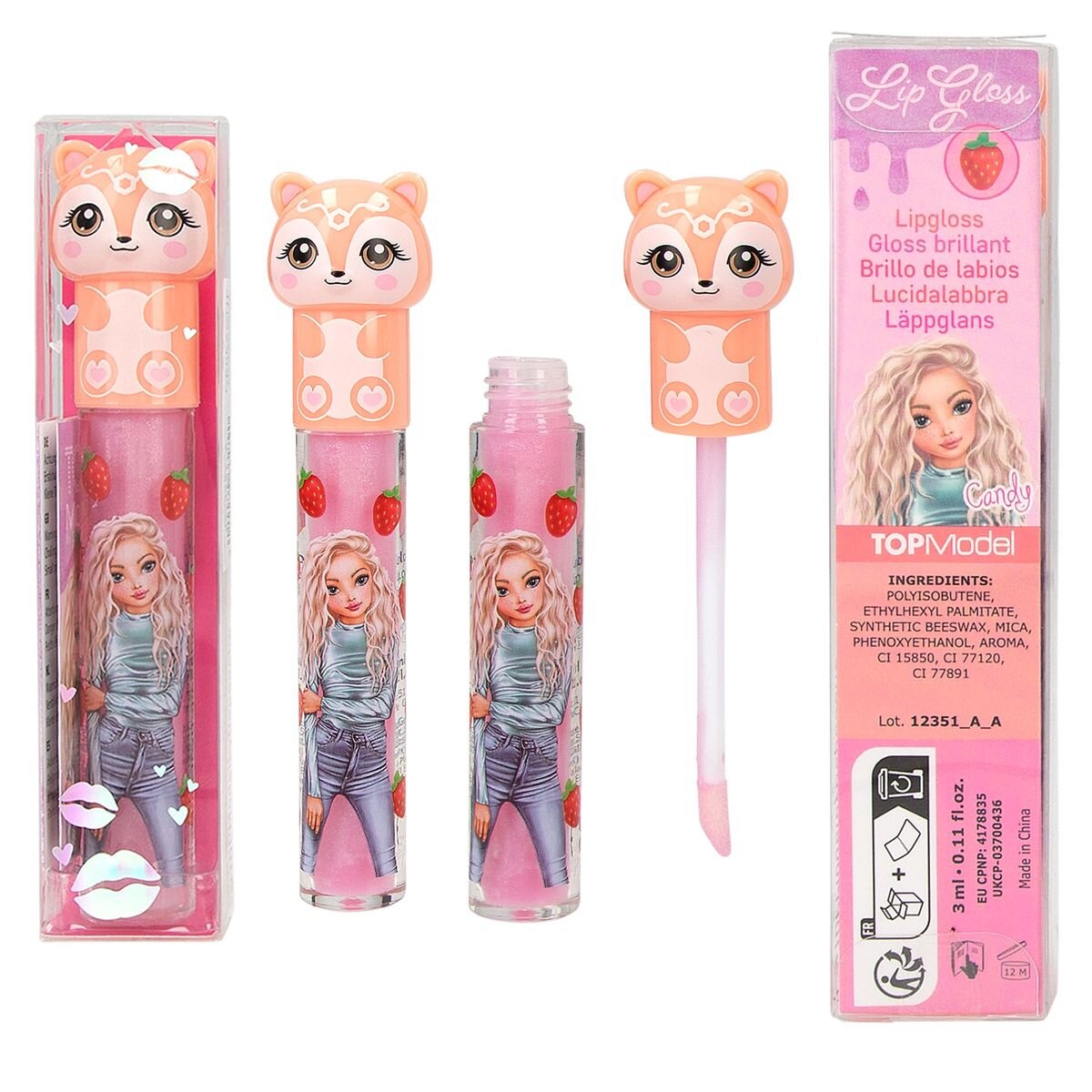 Depesche TOPModel Lipgloss Tier BEAUTY and ME, 1 Stück, 3-fach sortiert