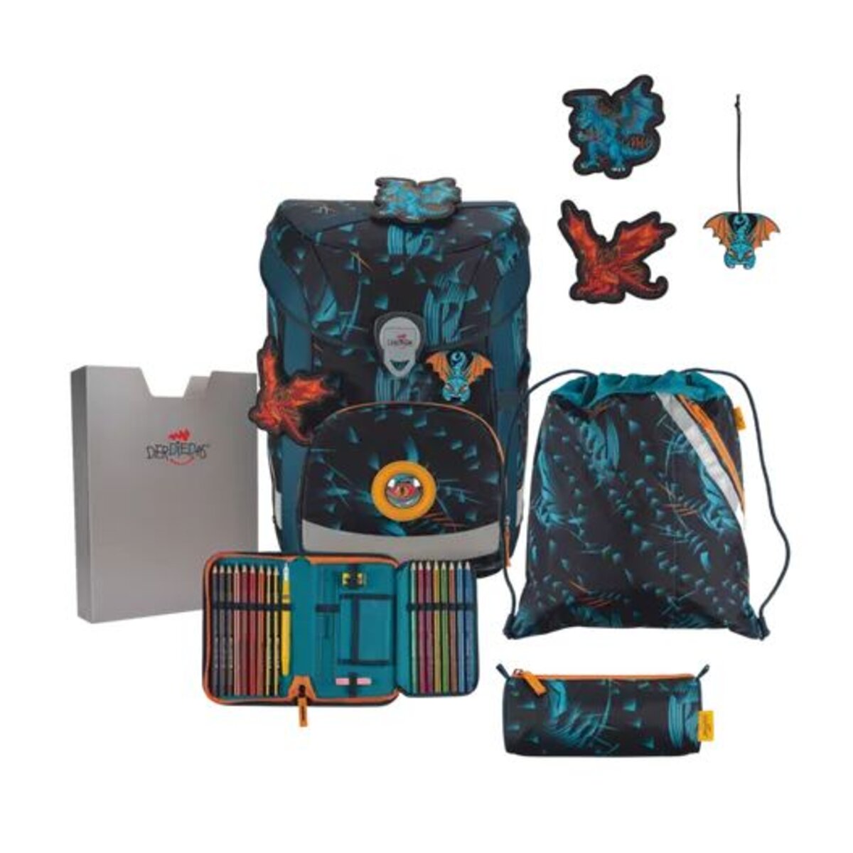 DerDieDas Schulranzen-Set ErgoFlex Easy Exklusiv LED Dragon Moon