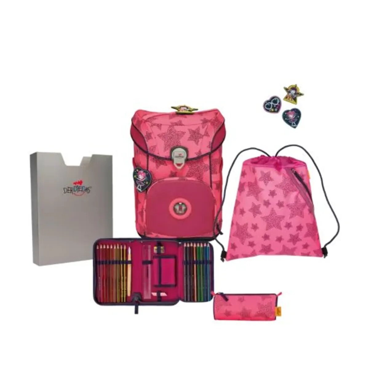 DerDieDas Schulranzen-Set ErgoFlex Easy "Superflash" Neon Star, 5-teilig