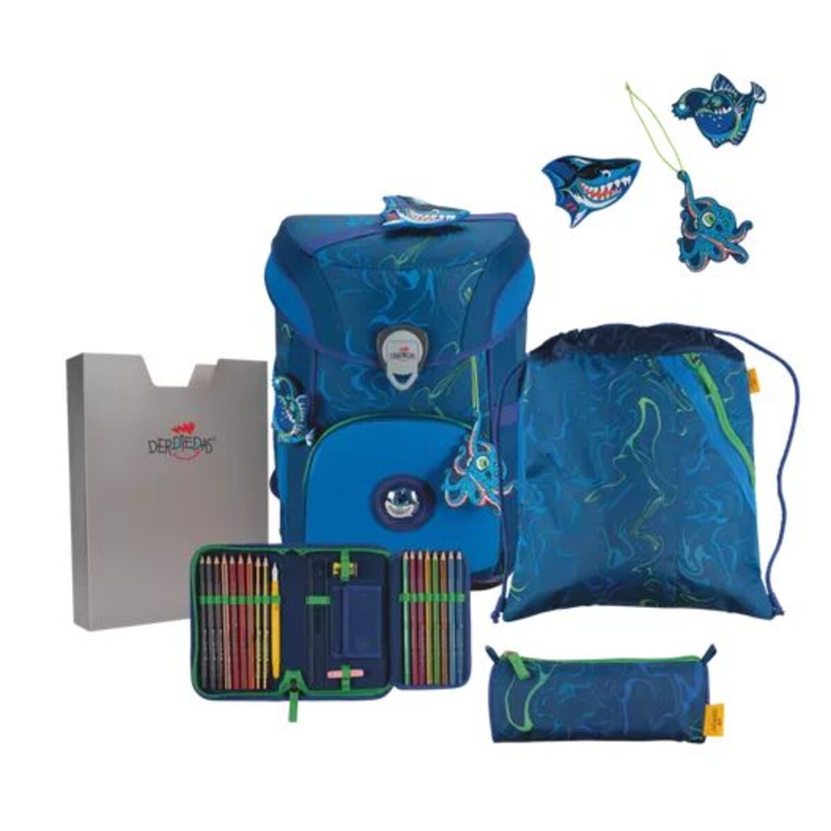 DerDieDas Schulranzen-Set ErgoFlex Easy Exklusiv Superflash Water Splash