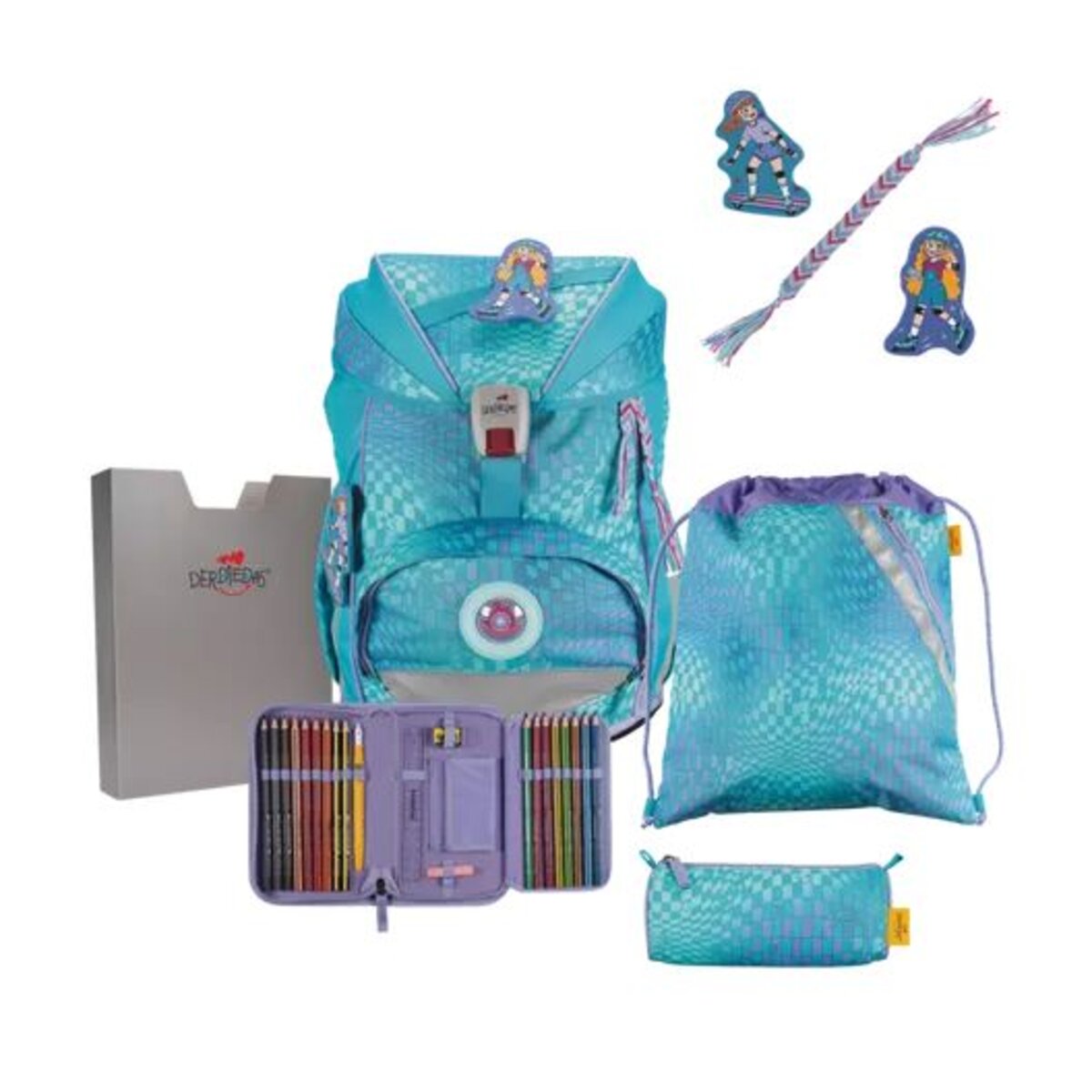 DerDieDas Schulrucksack-Set ErgoFlex Exklusiv LED Active