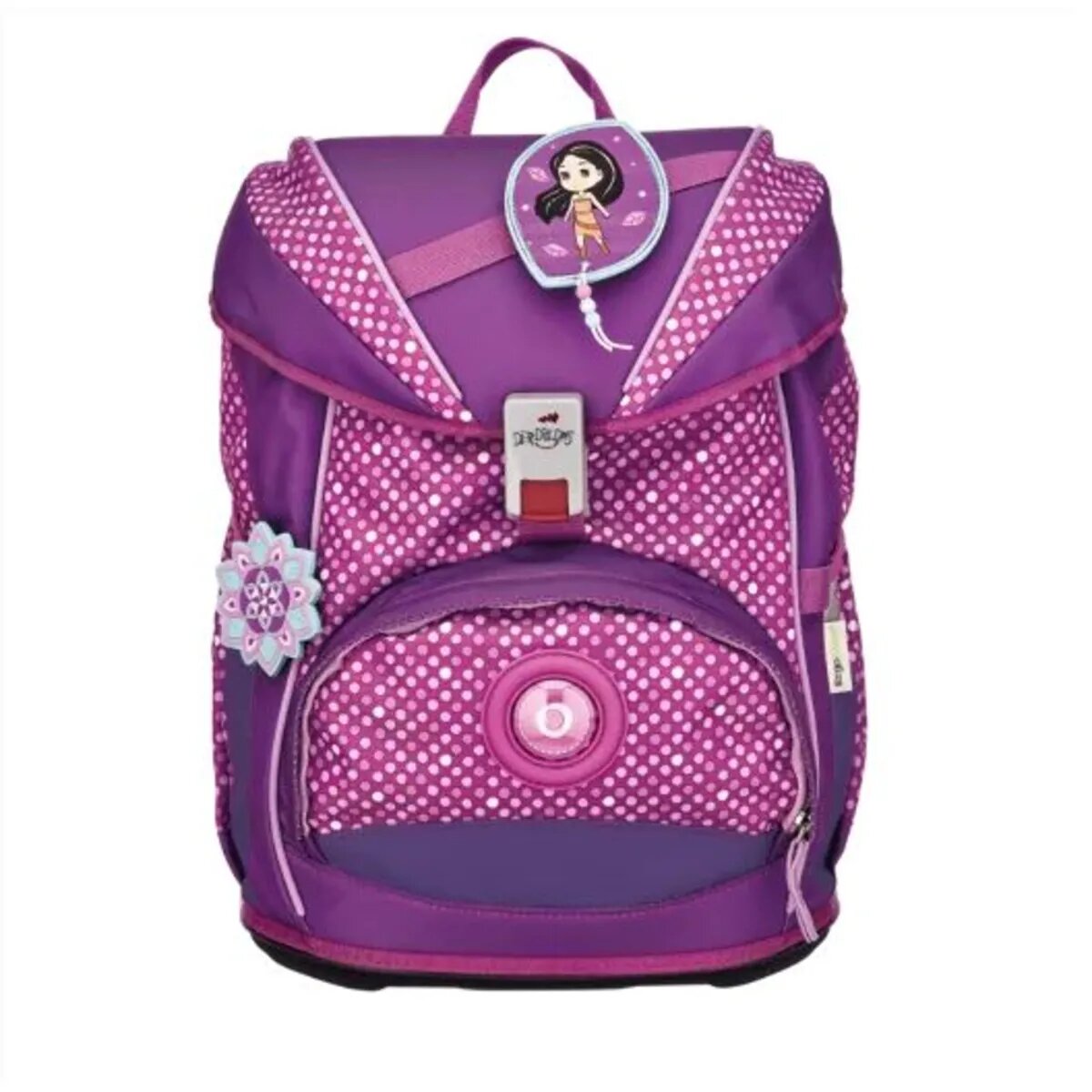DerDieDas Schulrucksack-Set Ergoflex Purple Dots, 5-teilig