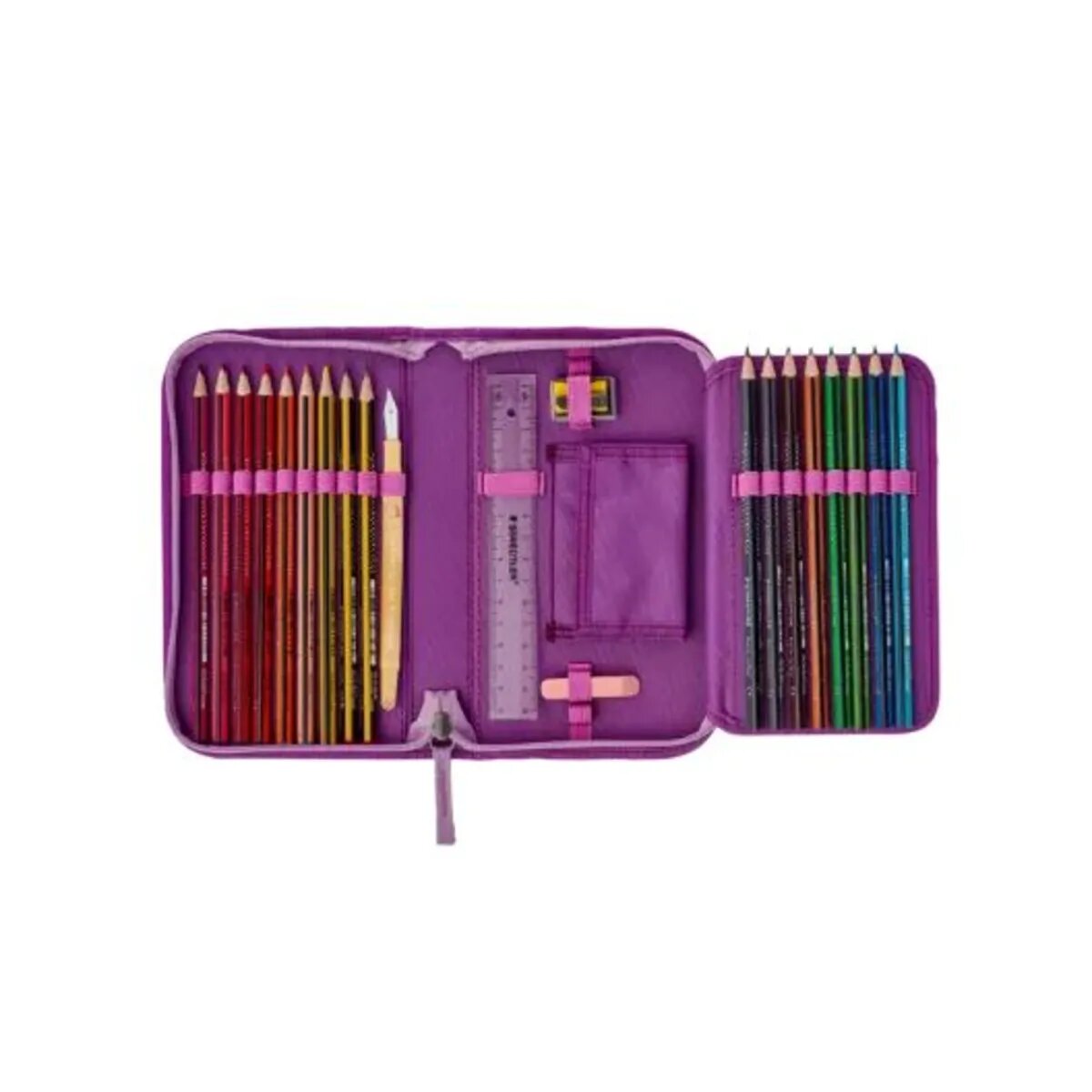 DerDieDas Schulrucksack-Set Ergoflex Purple Dots, 5-teilig