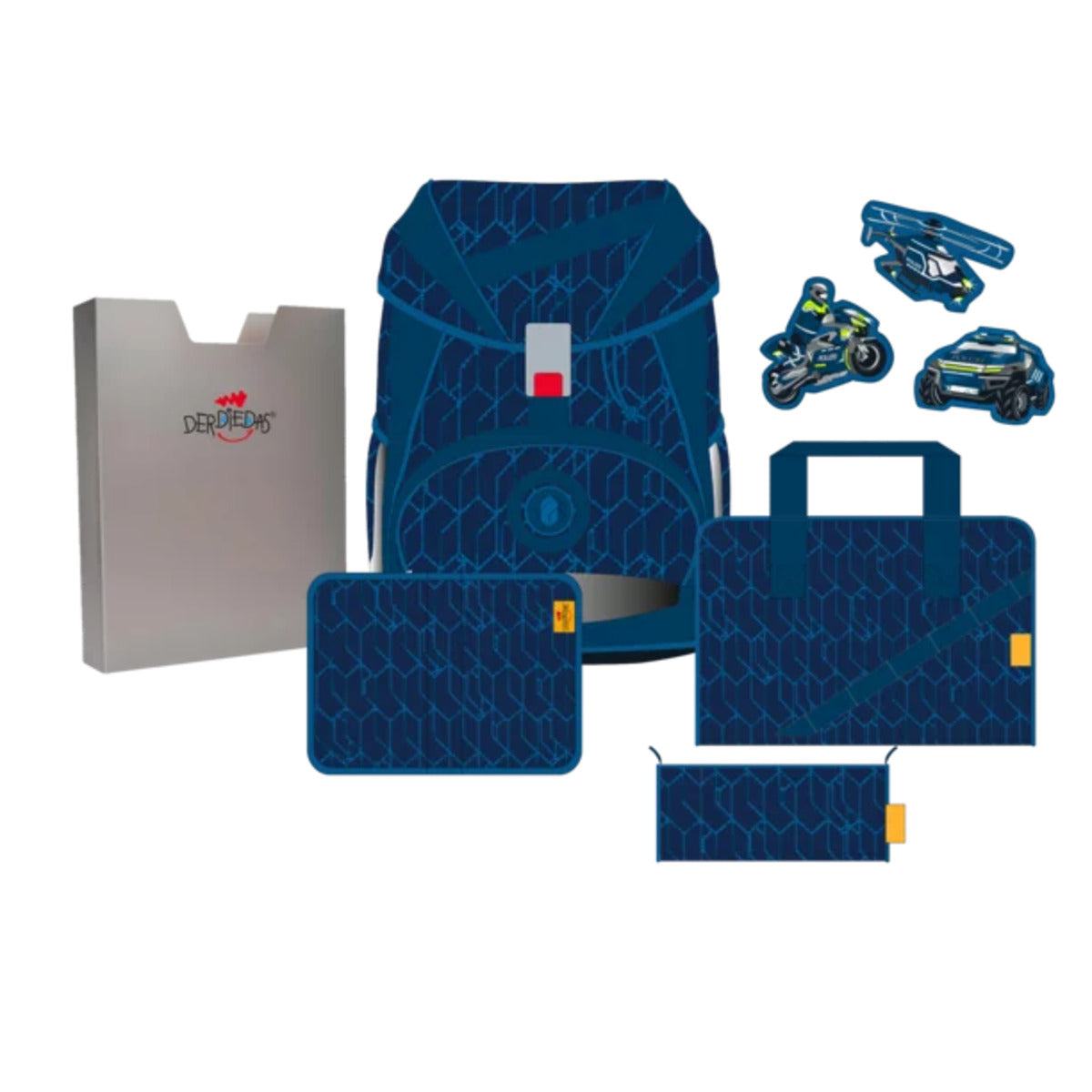 DerDiesDas Schulranzen-Set Ergoflex Superlight Blue Speed, 5-teilig