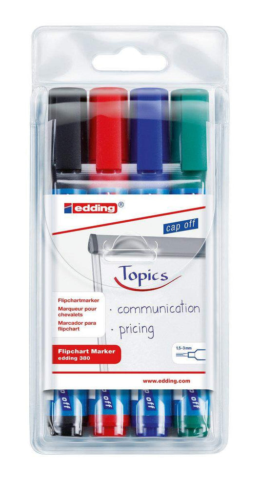 edding 380 Flipchartmarker, 1.5-3mm, Rundspitze, 4 Stück
