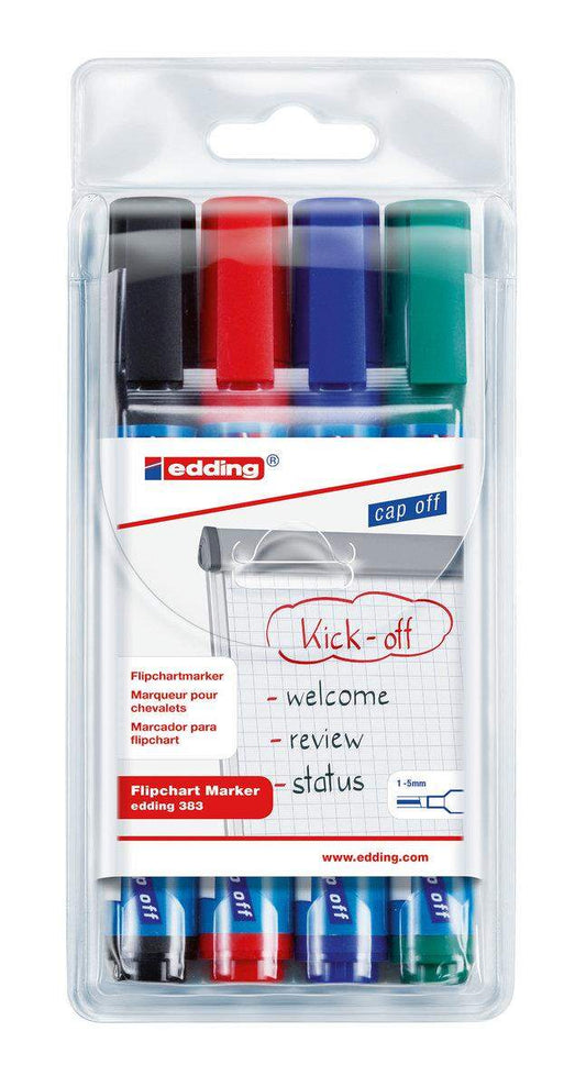 edding 383 Flipchartmarker, 1-5mm, Keilspitze, 4 Stück