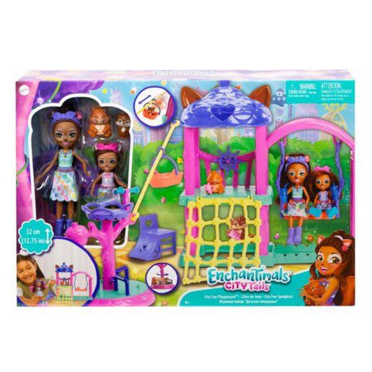 Enchantimals City Abenteuer-Spielplatz Spielset (30 cm) mit Puppen und Zubehör