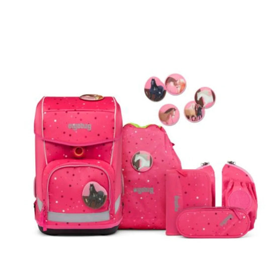 ergobag CUBO LIGHT Schulrucksack-Set Urlaub auf dem Reitbärhof, 5-teilig