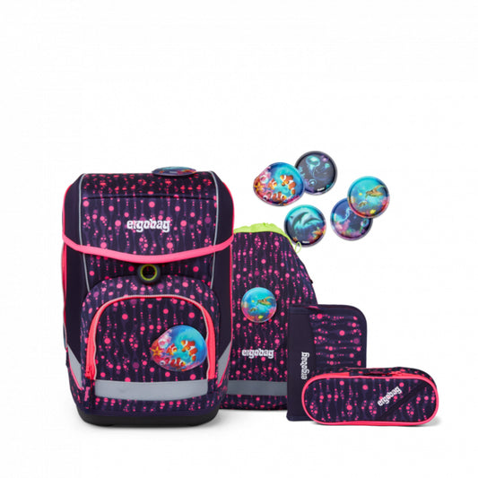 ergobag CUBO Schulranzen-Set Bärmuda Viereck, 5-teilig