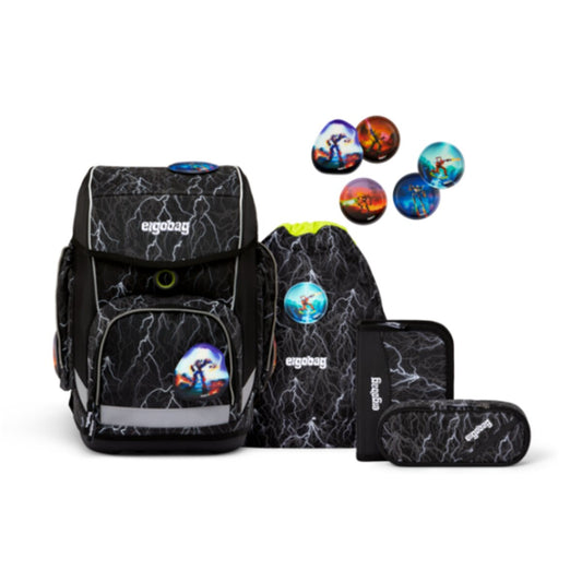 ergobag CUBO Schulrucksack-Set REFLEX GLOW Super ReflektBär, 5-teilig