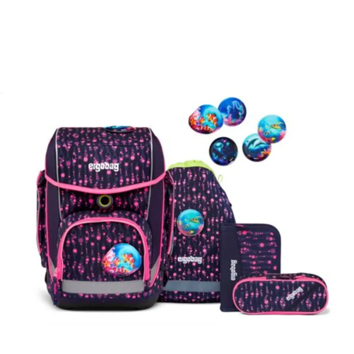 ergobag CUBO SPECIAL Schulrucksack-Set Bärmuda Viereck, 5-teilig