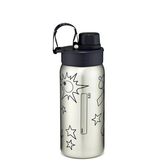 ergobag Edelstahl Trinkflasche Schwarz, 500 ml