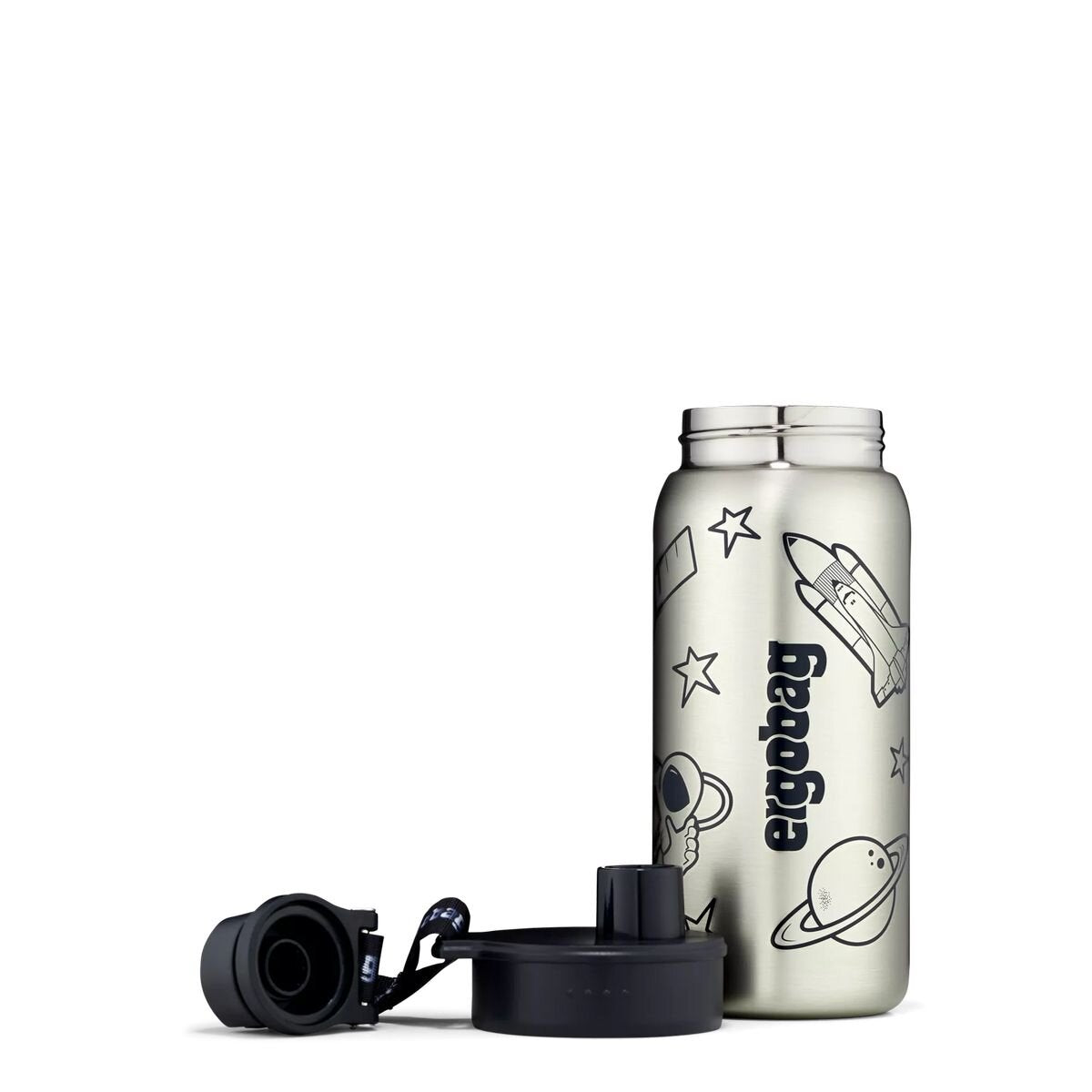 ergobag Edelstahl Trinkflasche Schwarz, 500 ml