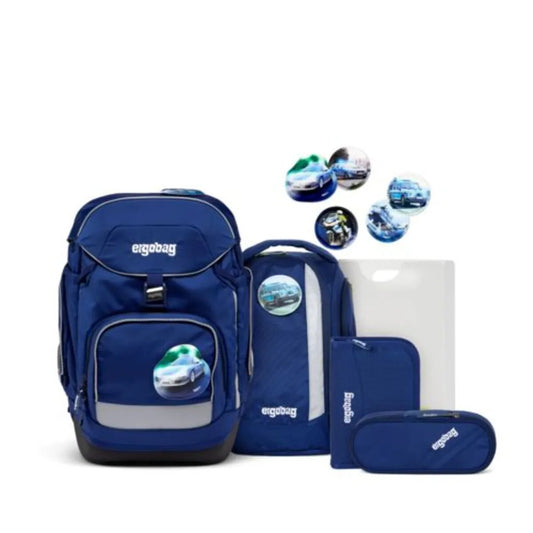ergobag PACK Schulrucksack-Set  BlaulichtBär, 6-teilig