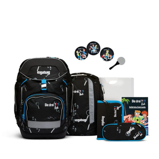 ergobag PACK Schulrucksack-Set Bärdektiv Special Edition - die drei ???, 8-teilig