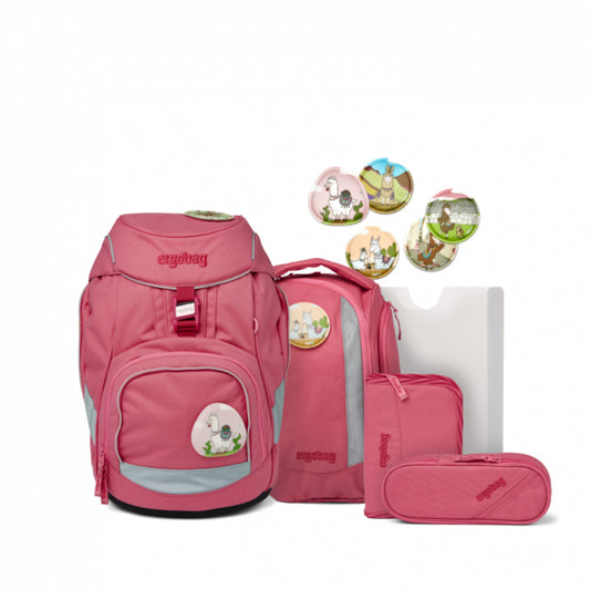 ergobag PACK Schulrucksack-Set Lamas in Bärjamas Eco Hero Edition, 6-teilig