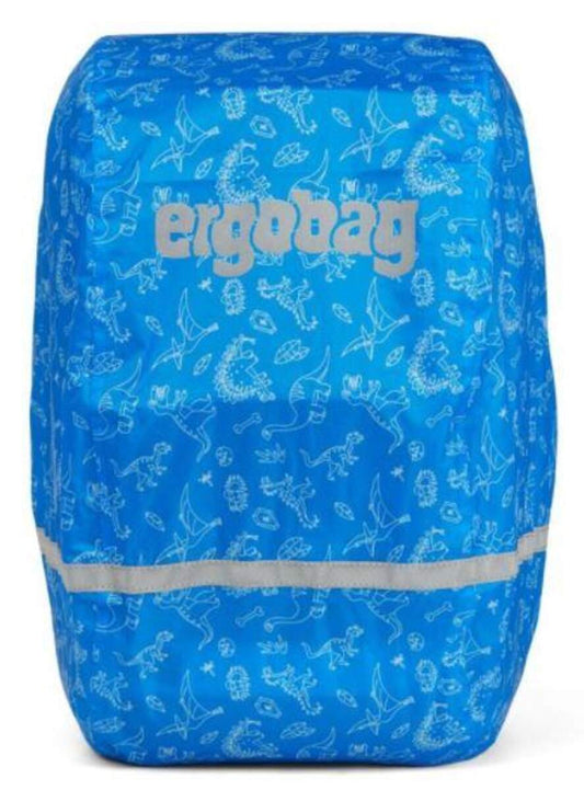 ergobag Regenschutz für Schulranzen / Schulrucksäcke, Dinosaurier / blau