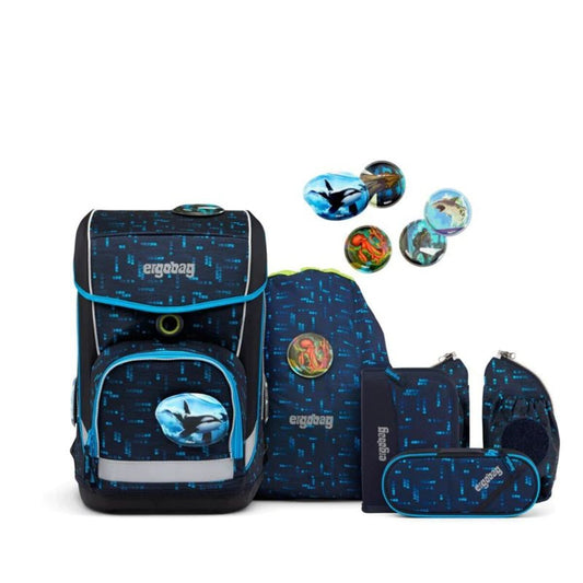 ergobag Schulranzen-Set cubo light TiefseetauchBär Lumi Edition, 6-teilig