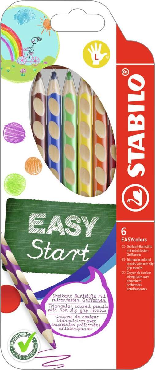 Ergonomischer Buntstift für Linkshänder - STABILO EASYcolors - mit 6 verschiedenen Farben