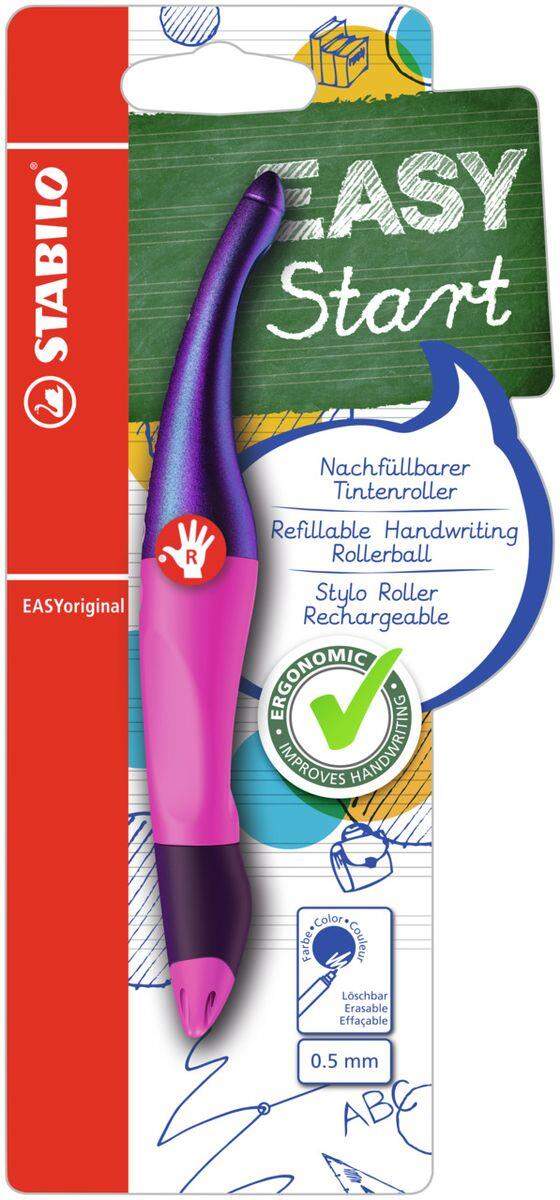 Ergonomischer Tintenroller für Rechtshänder - STABILO EASYoriginal Holograph Edition in magenta -  Einzelstift - Schreibfarbe blau (löschbar) - inklusive Patrone