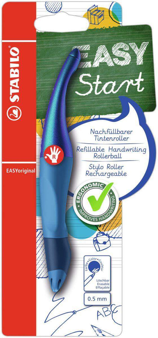 Ergonomischer Tintenroller für Rechtshänder - STABILO EASYoriginal Holograph Edition in blau -  Einzelstift - Schreibfarbe blau (löschbar) - inklusive Patrone