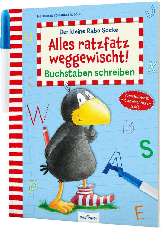 Esslinger Verlag Der kleine Rabe Socke: Alles ratzfatz weggewischt! Buchstaben schreiben