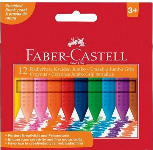 Faber-Castell Radierbare Kreide Jumbo Grip 12er Kartonetui