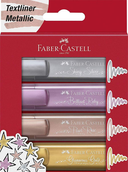 Faber-Castell Textmarker 46 Metallic, 4 Stück im Etui