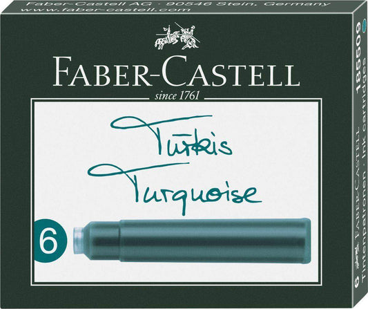 Faber-Castell Tintenpatrone für Füllhalter Standard, türkis, 6 Stück