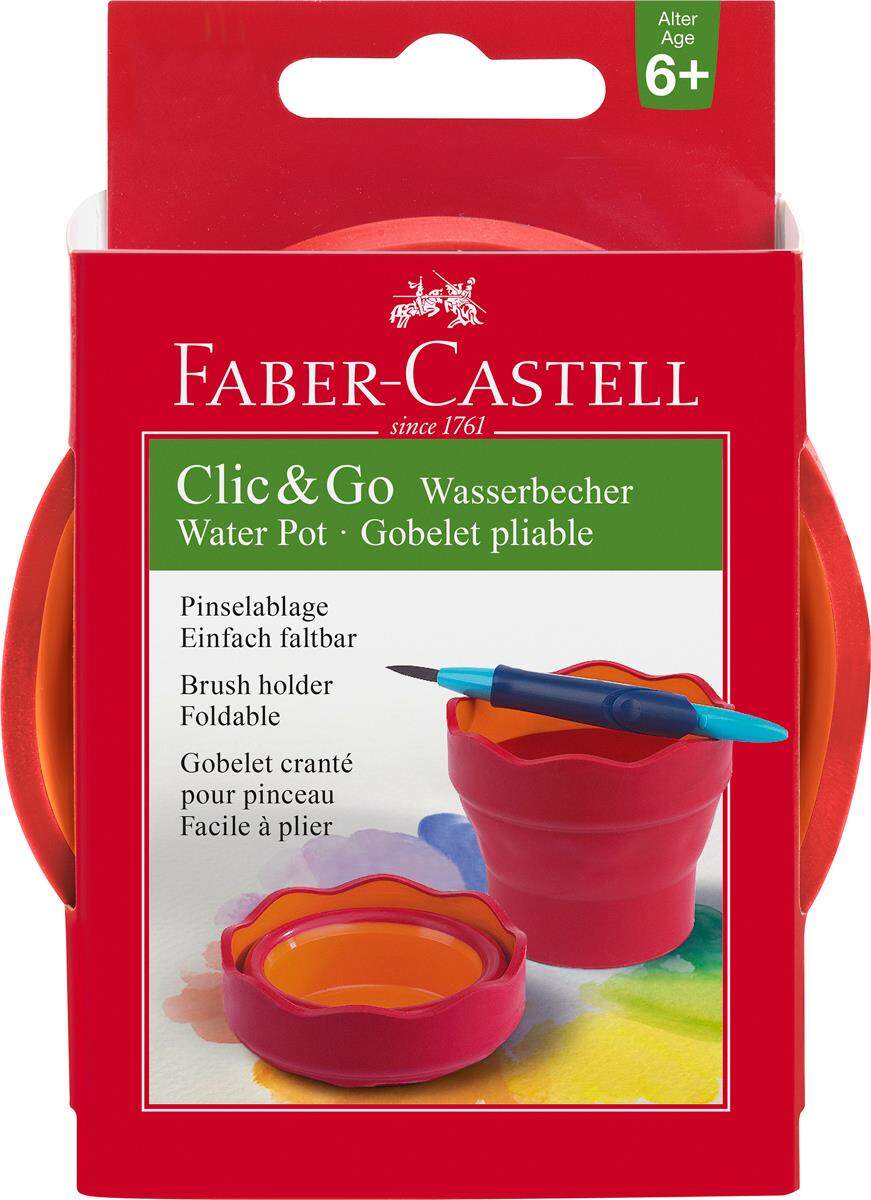 Faber-Castell Wasserbecher Clic&Go, rot