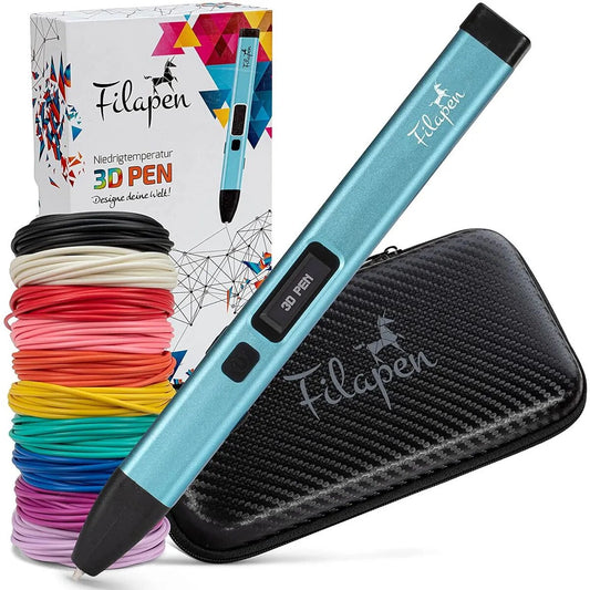 Filapen 3D Stift Set mit 10 Filamenten und Etui (blau)