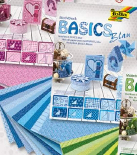 Folia Bastelpapierblock 24x34 blautöne 3x10 Blatt