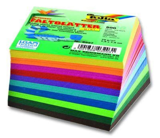 Folia Faltblätter Mini 7,5 x 7,5cm, 500 Blatt, 10 Farben
