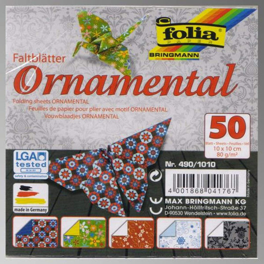 Folia Faltblätter Ornamental 10 x 10 cm, 50 Blatt