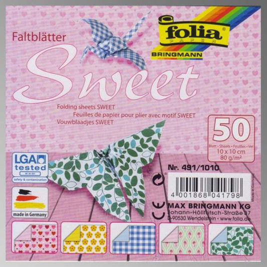 Folia Faltblätter Sweet 10 x 10 cm, 50 Blatt