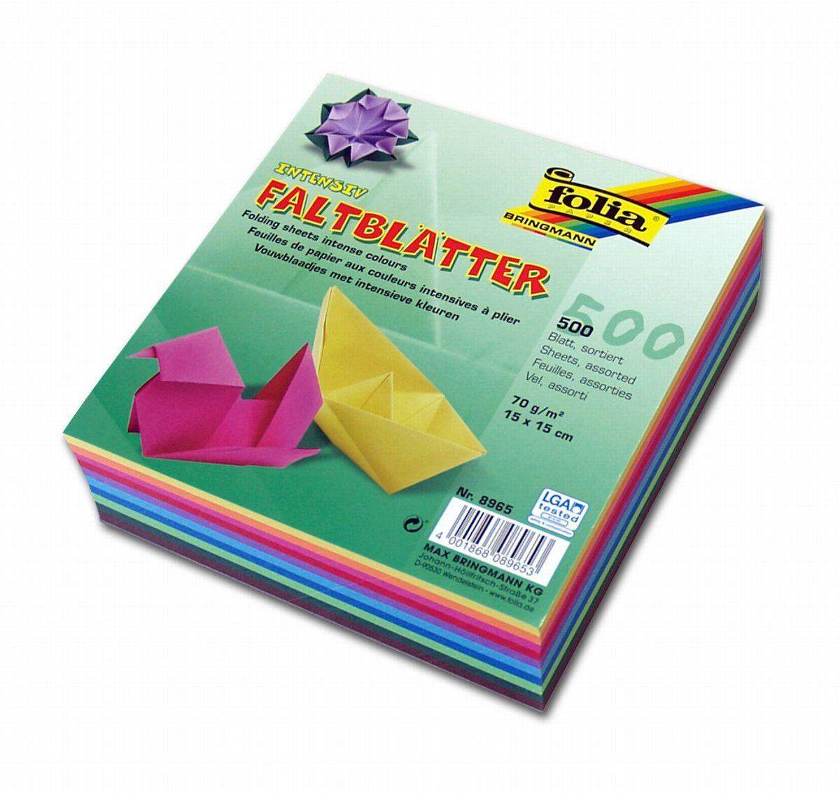 Folia Faltpapier, 70 g / m², 15 x 15 cm, 500 Blatt, 10-farbig